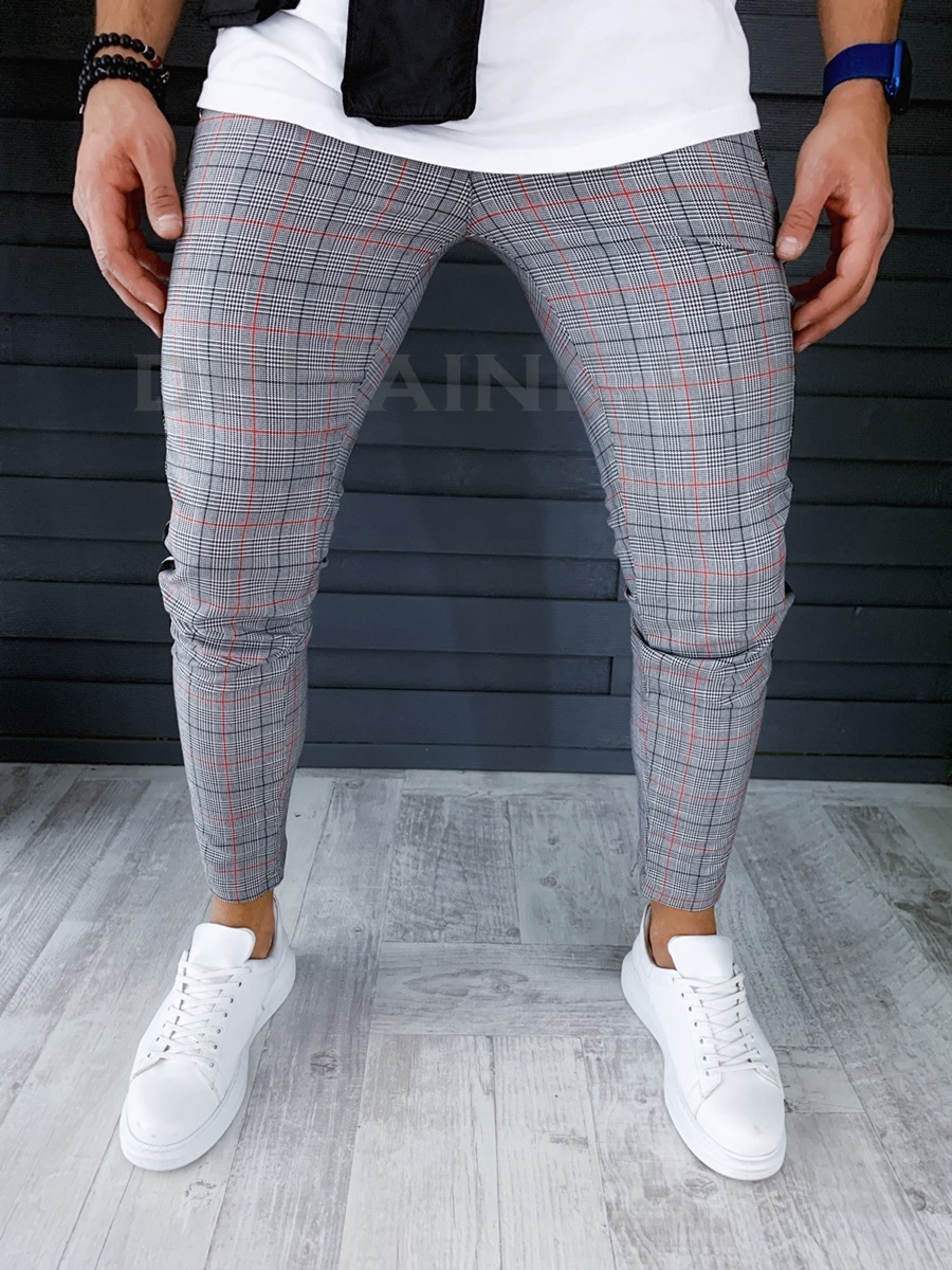 Pantaloni barbati smart casual rosii ZR P18027 O2-2